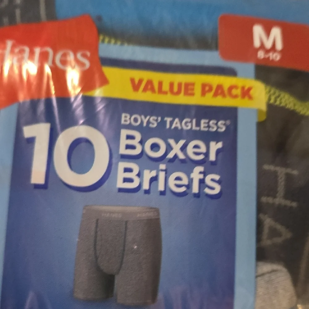 Hanes Boys' Tagless Boxer Briefs - Blue and Gray Value Pack